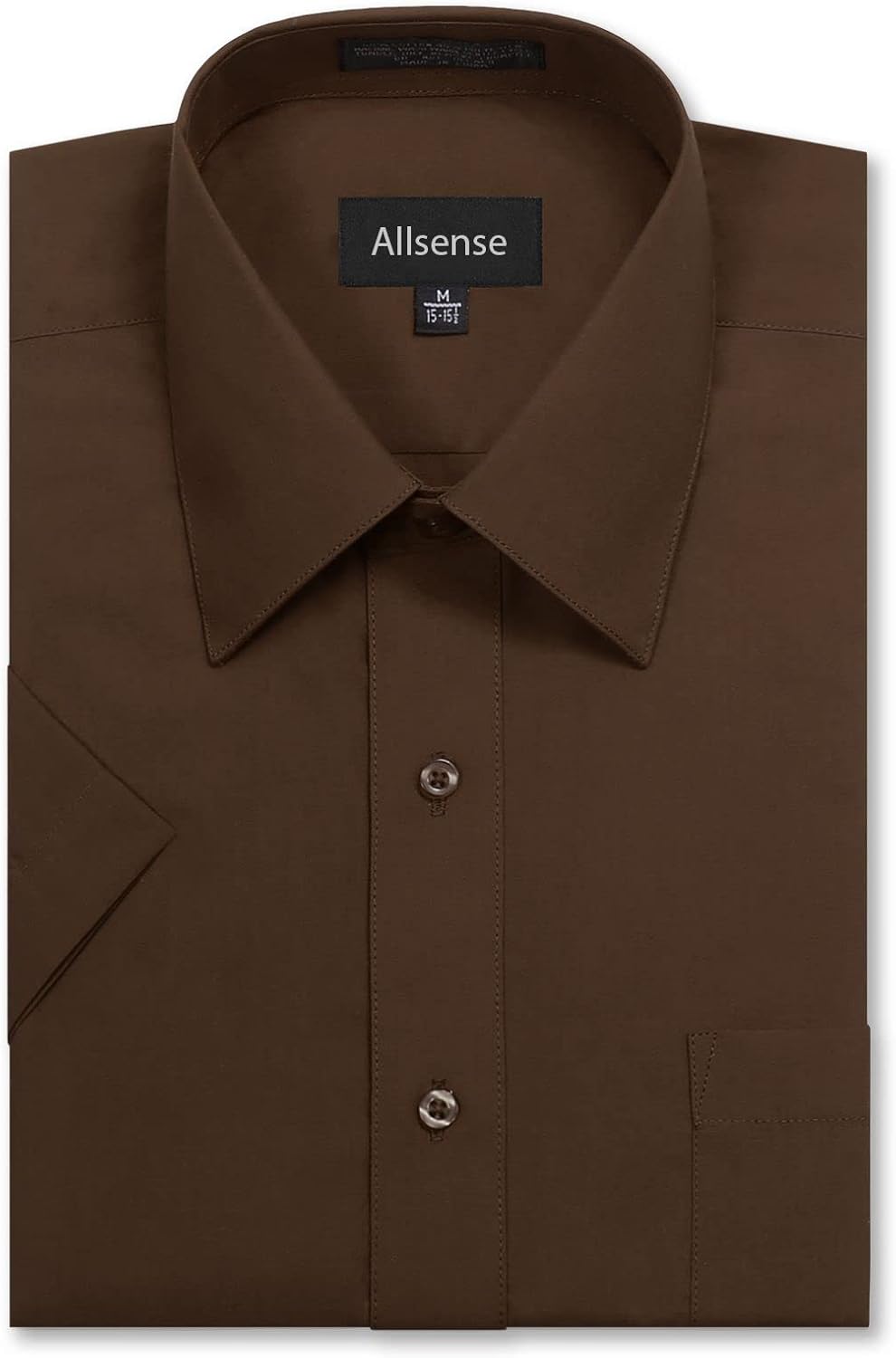 Allsense Men's Regular Fit Short Sleeve Dress Shirts 5X-Large Brwon