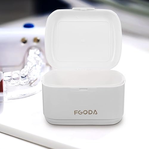 Miniatura 3 de GLEAVI Estuche de baño para prótesis a prueba de fugas, portátil, caja de almacenamiento de dientes falsos con cesta, protector bucal, estuche de