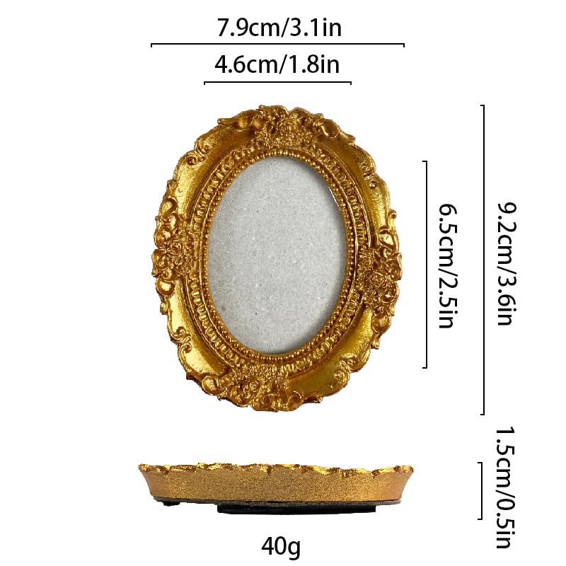 Image of Vintage Decorative Mini Picture Frames Set, Black with Gold Accents, 3 Pack Antique Style Resin Photo Frames for Wall Display, DIY Jewelry, Photography (Gold)
