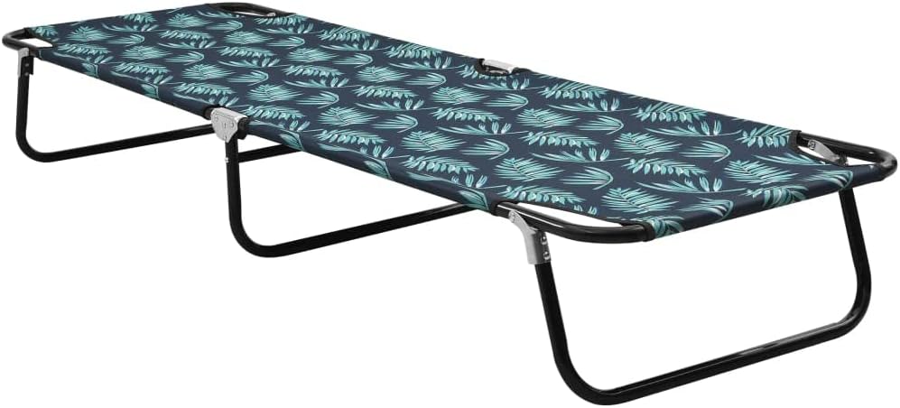 Outdoor Bed for Patio, Backyard, Garden, Outside Tanning Chairs,Beach Chair Lounge Chair with Steel Frame and Breathable Textile Fabric,Folding Sun Lounger Steel Leaf Pattern