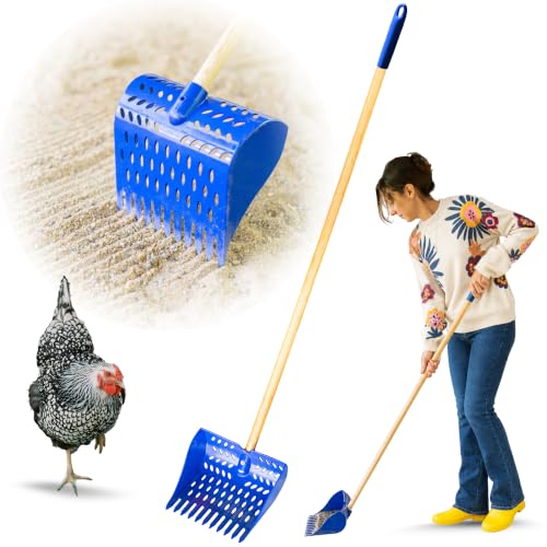 Image of The Coop Scoop Ground 2-in-1 Chicken Poop Scooper & Rake, 48 inch Handle