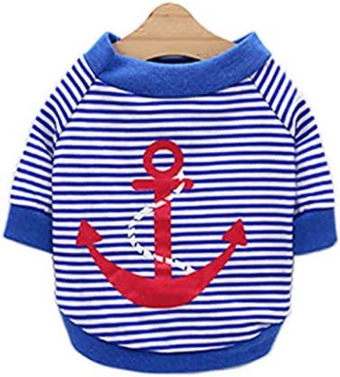 Dress Clothes Vest Costume for small Dog Puppy Cat Fancy Paws (Stripe Anchor-Blue S)