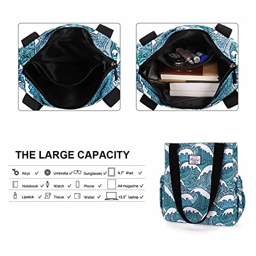 Image of KAMO Floral Tote Bag - Waterproof Lightweight Handbags Travel Shoulder Bag for Hiking Yoga Gym Swimming Travel Beach