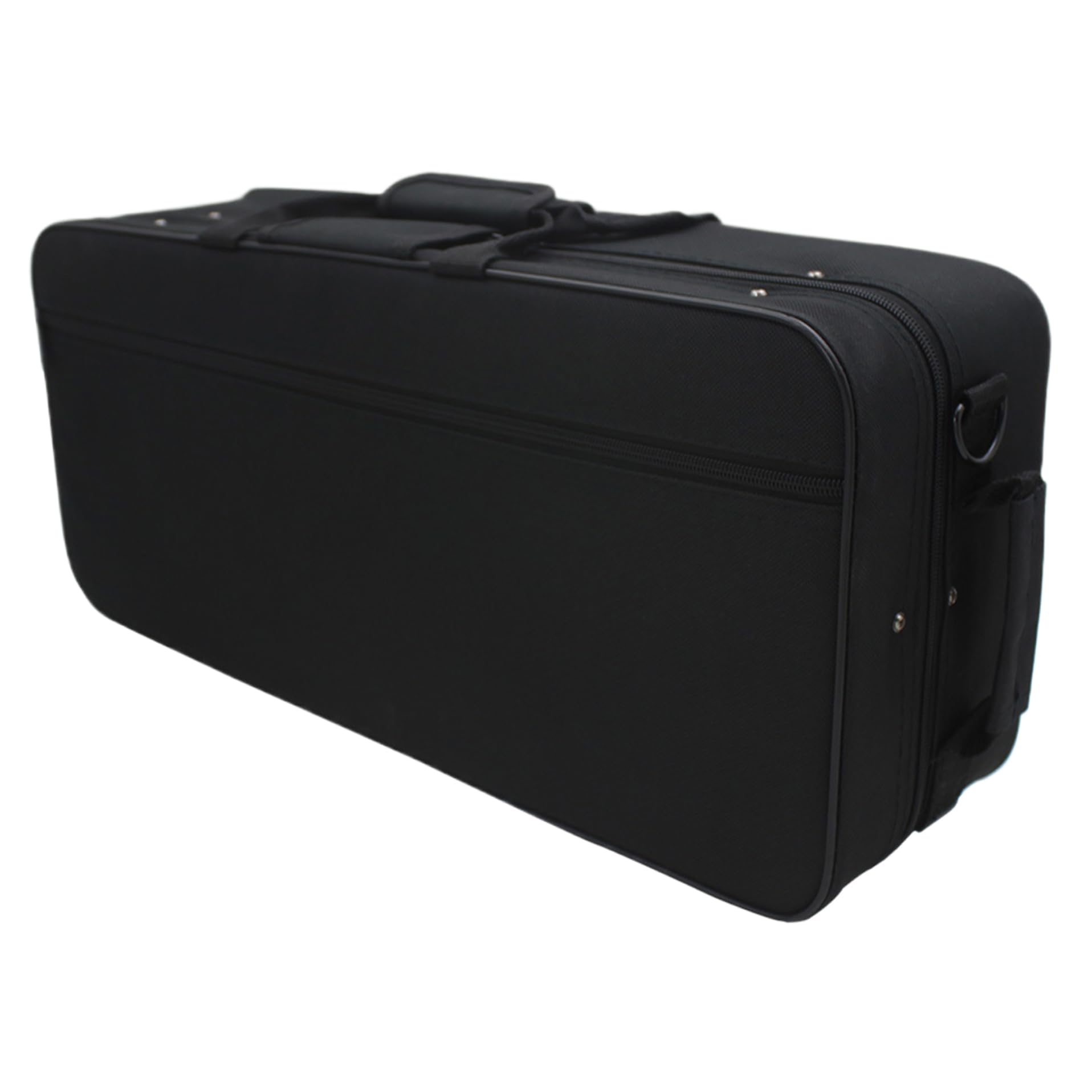 Estuche para trompeta, antivibración, impermeable, 3 compartimentos, correas de transporte y bolsillo frontal, tela Oxford, portátil, mochila, 21 x 9 x 6 pulgadas, negro, estuche rígido para trompeta.