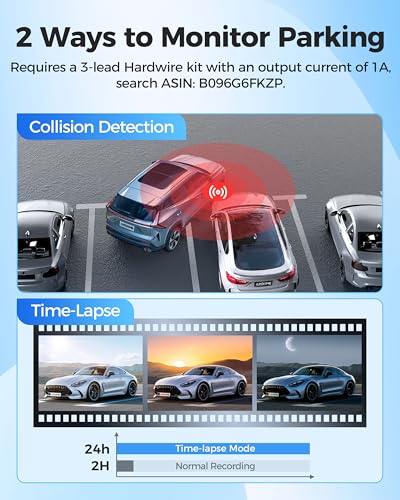 AZDOME M200 Mini Dash Cam WiFi Dashcam - Single Channel Dash Cam for Broad Road Coverage - Built-in WiFi - Full HD Resolution - Parking Monitor - App Connectivity - Collision Detection - Night Vision