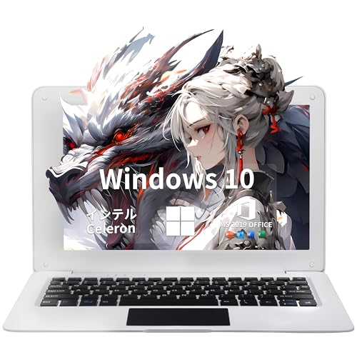 ノートパソコン10.1インチ 超軽量PC 【Windows10/Office 2019 標準搭載】0.8kg超薄軽量高性能ノートパソコンCeleron N3350 搭載メモリ6GB/64GB ROM 初期設定不要/5時間長時間駆動バッテリー付き/無線LAN内蔵/無線マウス付/学習用仕事用/初心者向け(HDD容量6GB+64GB(SDカード、ホワイト)