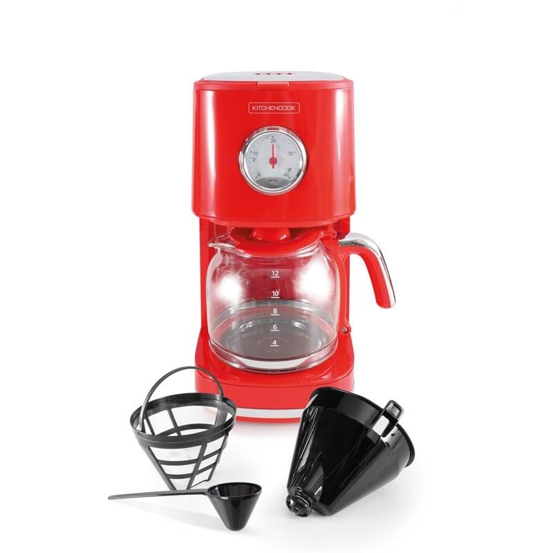 KITCHENCOOK - Cafetière Filtre Rétro 1,5l - Filtre Réutilisable Nylon - Arrêt Automatique - Maintien Au Chaud