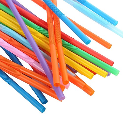 Colorful Extra Long Flexible Bendy Party Disposabl Drinking Straws, 100 Pieces #TOP2