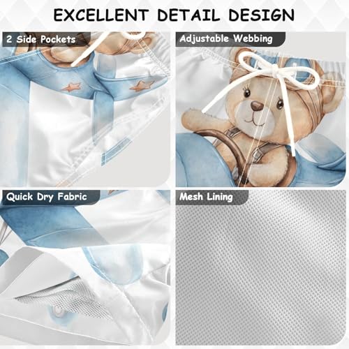 DOMIKING Bear Airplane Blue Toddler Boys' Swim Trunks Mesh Lining Swim Shorts for Beach Pool Gym Adjustable Waist3