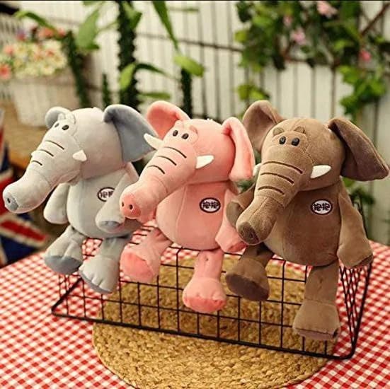 Image of Cute Baby Elephant Soft Toy, Set of 3 Stuffed Pig Ele Animal Figure Teddy Bear Plush Toys for Girls, Boys, Kids, Car Hanging, Birthday Gift - 25 cm