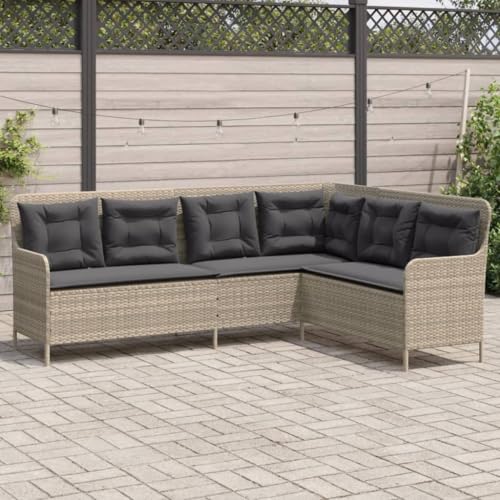 IKAYAA Poly Rattan Ecklounge 6 Personen Eckbank Gartengarnitur...