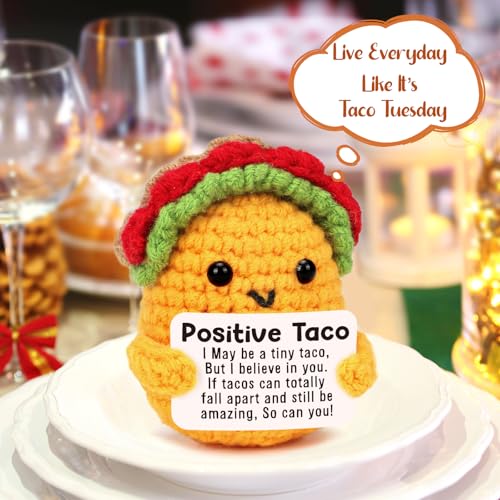 Mini Positive Inspirational Birthday Gifts for Women Sister Friend Friendship Graduation Gifts Dad Son Fathers Day Christmas Emotional Crochet Animals Duck Potato Nuggets Pickle for Teen Girls Boys - Image 5