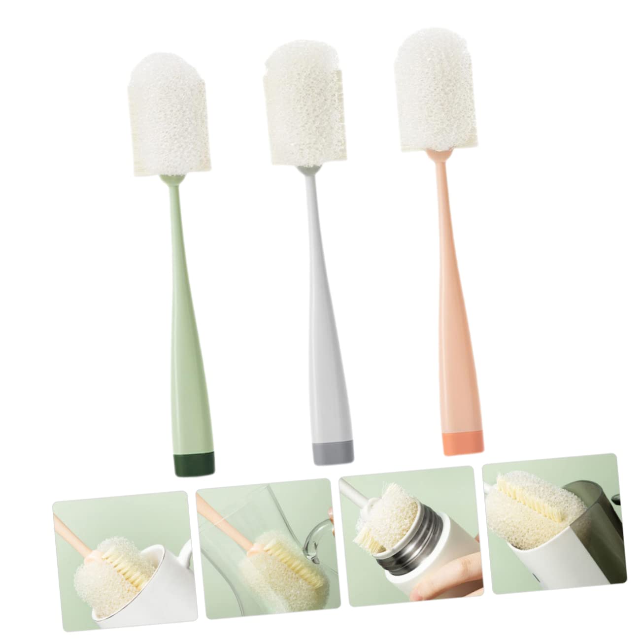 Healeved 9piezas Cepillos Limpiadores De Botellas Cepillo De Mango para Biberones Tazas y Jarras para Cocina y Limpieza De Accesorios