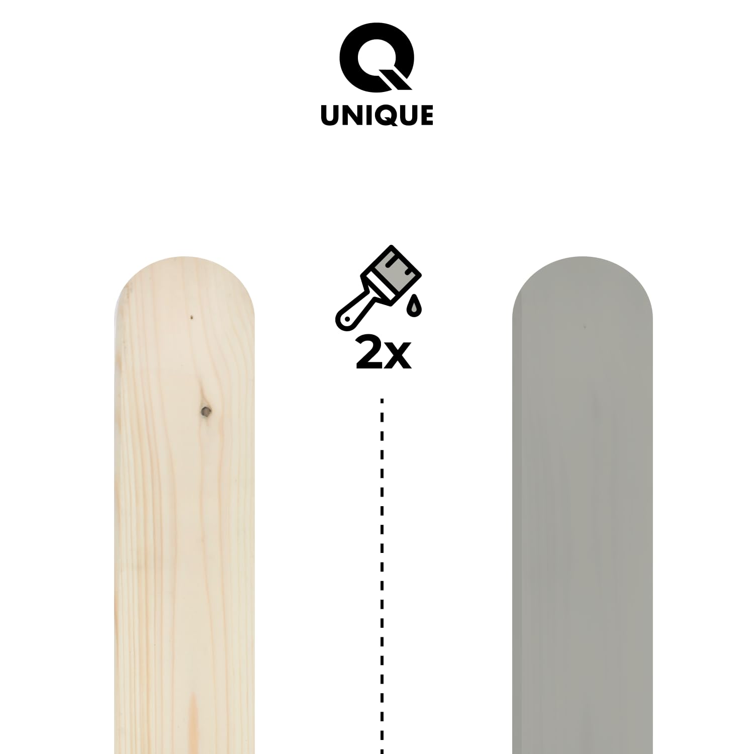 Q UNIQUE Deckende Holzfarbe Innen & Außen – Wasserbasierte Wetterschutzfarbe für Holz, MDF, HDF & OSB – UV-beständig, wetterfest – Für Gartenmöbel & Holzzaun – Hochglanz, Satin, Halbmatt