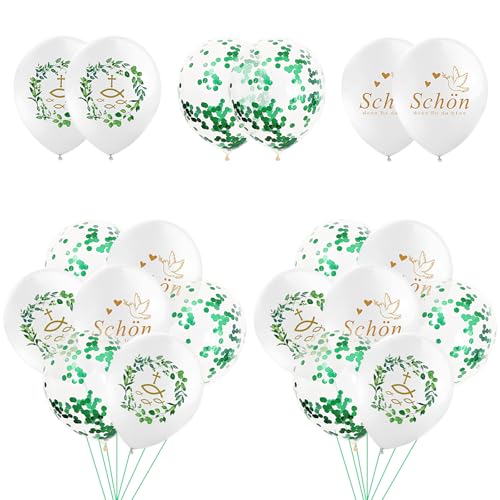21 Stück Kommunion Luftballons, Deko Konfirmation, Konfirmation Deko Ballons, Weiß Luftballons für Taufe Erstkommunion Weihnachten