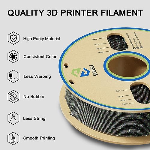 Image of YOUSU 3D Printer Filament PLA Filament 1.75mm Laser Paillette Series-Galaxy Black Filament 1kg(2.2lbs).