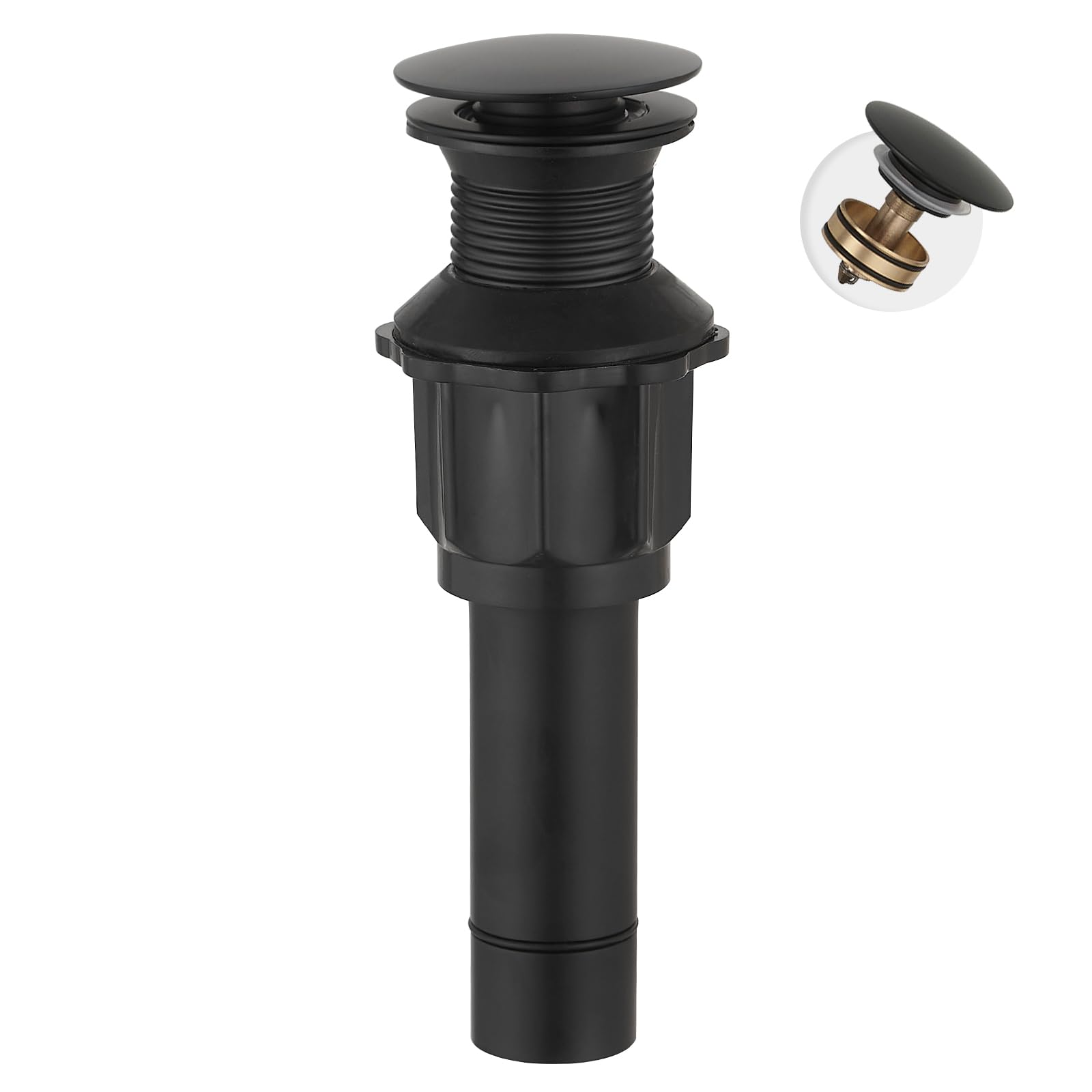 Jnfidosr Black Vessel Sink Drain Fits Standard Bathroom Sink Hole 1-1/2" To 1-3/4" Bathroom Faucet Vessel Sink Pop Up Drain Stopper Without Overflow Matte