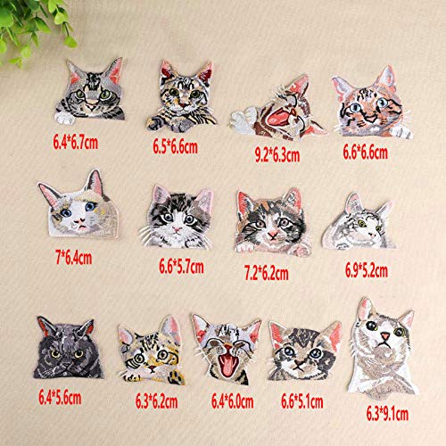 13 Pcs Anime Cat Patch Embroidery Badge Applique Pocket Patch Cute Embroidered Iron On Cartoon Patches For Clothes Sticker #TOP4