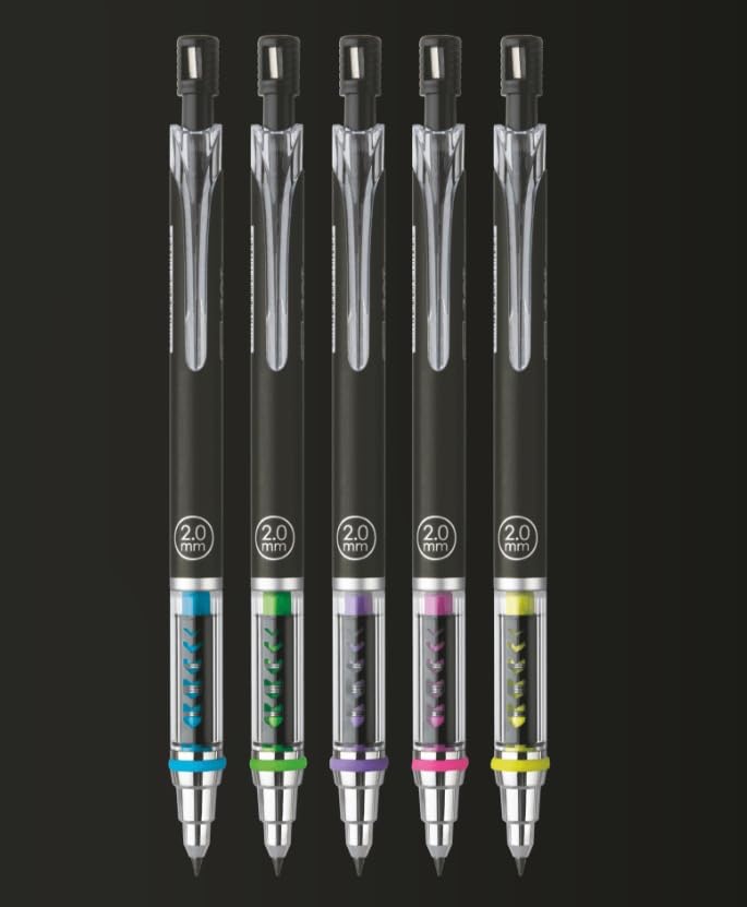 新品未使用FLIP AND DRAW Ⅰ Ⅱ 2枚組 Flair Zot 2.0mm Mechanical Pencil 3 PCS | Extra Dark 2B Lead for