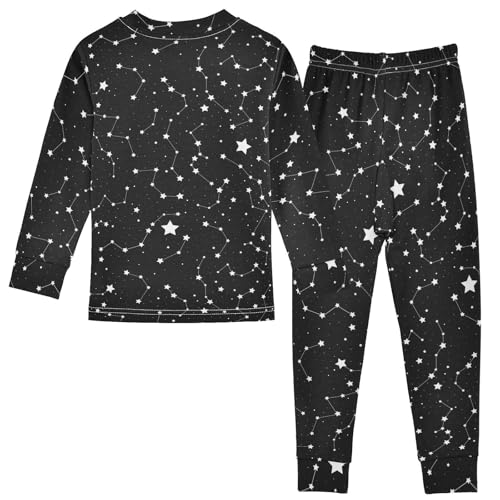 ALAZA Constellation Starry Space Black 2 Piece Pajama Set Long Sleeve Top and Pants Sleepwear Unisex2