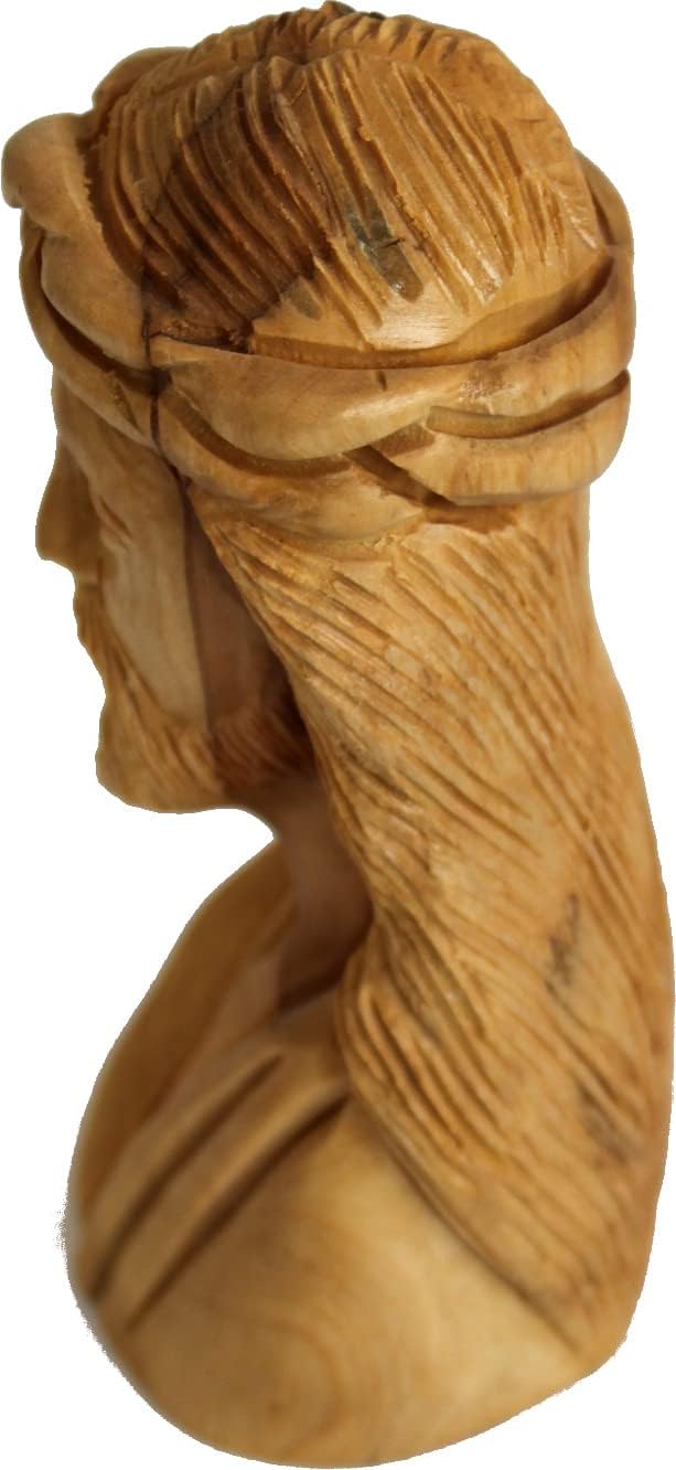 Holy Land Market Jesus Agony - Crowned with Crown of Thorns - Olive Wood (11 cm or 4.5 Inches high)