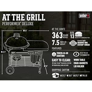 Weber Performer Deluxe Charcoal Grill, 22-Inch, Touch-N-Go Gas Ignition System, Copper Weber Performer Deluxe Charcoal Grill 22 Inch Touch N Go Gas Ignition System Copper