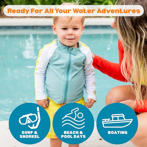 Image of SwimZip Boys' Long Sleeve Rash Guard & Swim Shorts Set - UPF 50+ Sun Protection Coral