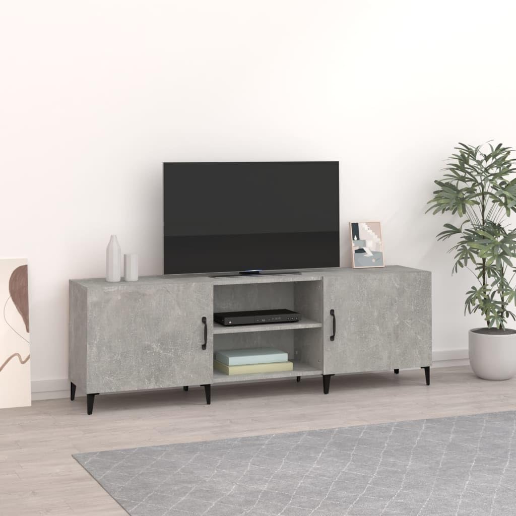 Szafka pod telewizor, szara betonowa, 150 x 30 x 50 cm, wytrzymały materiał drewnopochodny, konsola medialna z półkami, idealna do salonu, sypialni, stabilny stojak pod telewizor