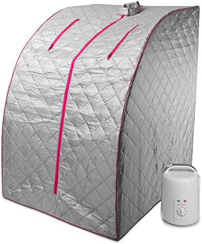 Durherm Portable Personal Therapeutic SPA Home Steam Sauna Weight Loss Slimming Detox (Pink Outline)