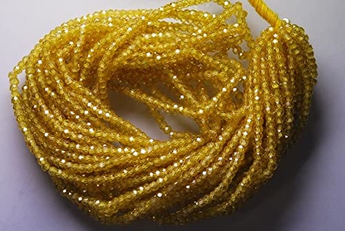 Zircon facetté jaune saphir 3mm pour création de colliers fins et fins bracelets
