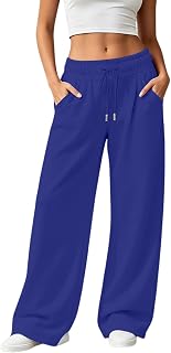 Womens Sweatpants Wide Leg Baggy Drawstring Casual Sweat Pants with Pockets
