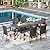 Sophia & William 7 Pieces Expandable Outdoor Dining Set for 6 People, Extendable Rectangular Cast Aluminum Patio Table and 8 Rattan Chairs Set, All Weather Patio Dining Set with 2.1?Umbrella Hole