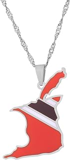 Fashion Stainless Steel Trinidad and Tobago Map Pendant Trinidad and Tobagoan Flag Necklace