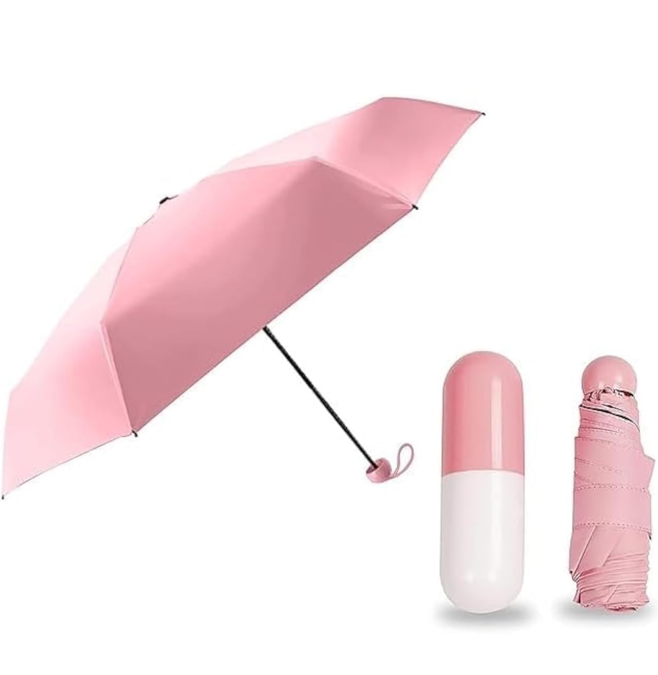 Creative Capsule Case Umbrella Lightweight Waterproof UV Protection Mini Compact Foldable Design Travel Umbrella For Men and Women (Assorted) (pink)-image-28