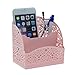 Saim Office Desktop Storage Organizer Plastic Hollow Pattern, Remote Control Cosmetic Phone Pen Pencil Holders 2Pcs(Pink)