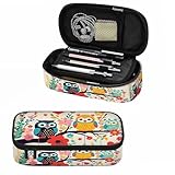 Xuwenz Owls Pencil Bag Colorful Owl Branches Birdcage Flower Butterfly Big Capacity Pencil Case Pencil Pouch Pen Bag School Students Boy Girl