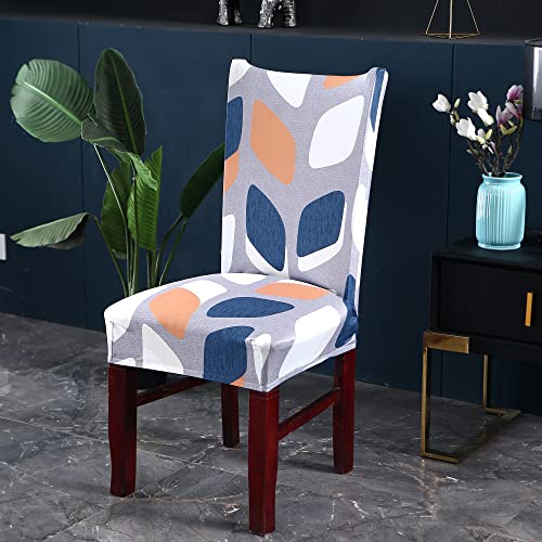 Image of House of Quirk Elastic Chair Cover Stretch Removable Washable Short Dining Chair Cover Protector Seat Slipcover (Pack of 4, Multi Block)