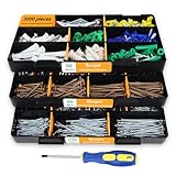 Haespot 3000-Piece Hardware Kit with Anchors, Tapping Screws, Deck Screws&Nails–DIY-Friendly,3-Tier Storage for Home Projects