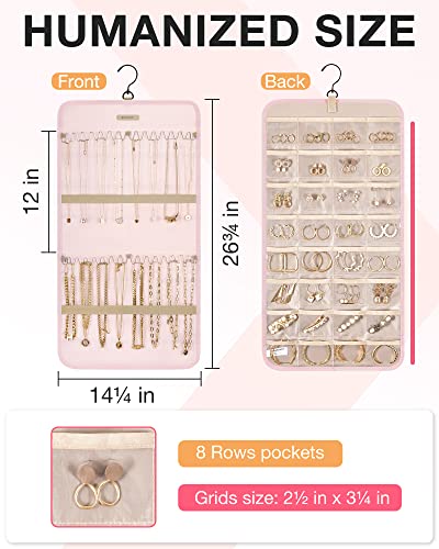 image for BAGSMART Hanging Jewelry Organizer Storage Roll with Hanger Metal Hook