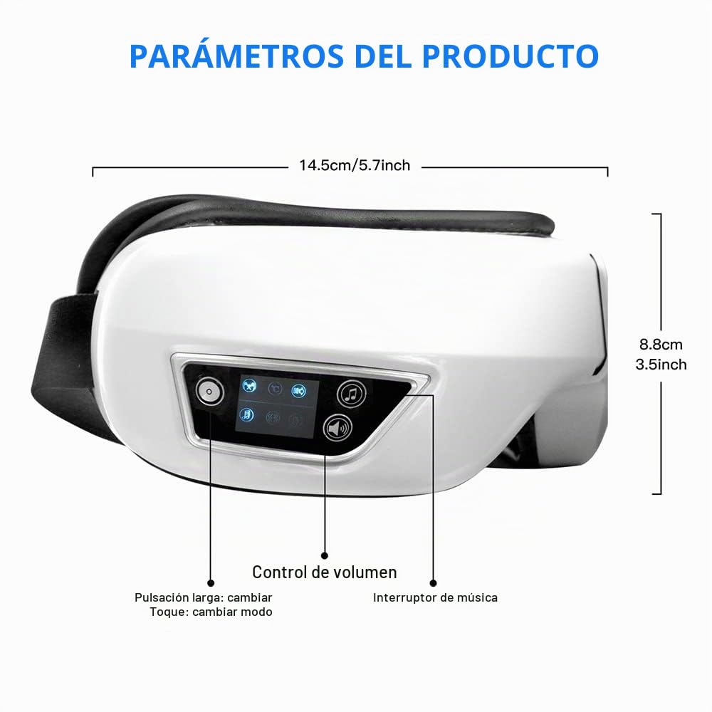 6D Smart Airbag Vibration Eye Massager Instrumento de cuidado de los ojos Calefacción Música Alivia la fatiga y las ojeras Máscara de sueño