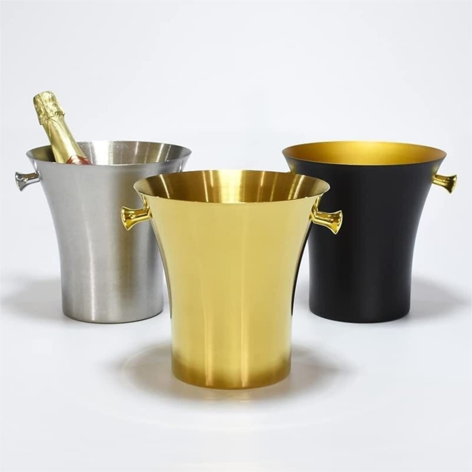 Cubitera Champanera Cubo De Hielo De Acero Inoxidable Engrosado, Vino, Champán, Hogar Europeo, Cerveza Al Aire Libre Cubiteras para Botellas(Color:Gold)