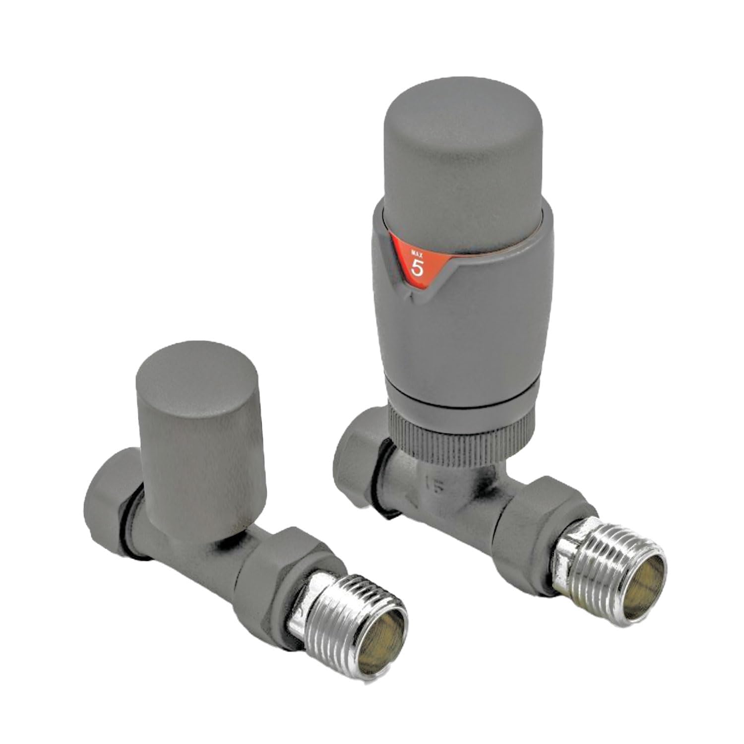 EcoSpa RAL7012 Straight TRV Thermostatic Radiator Valve Pack (Pair)