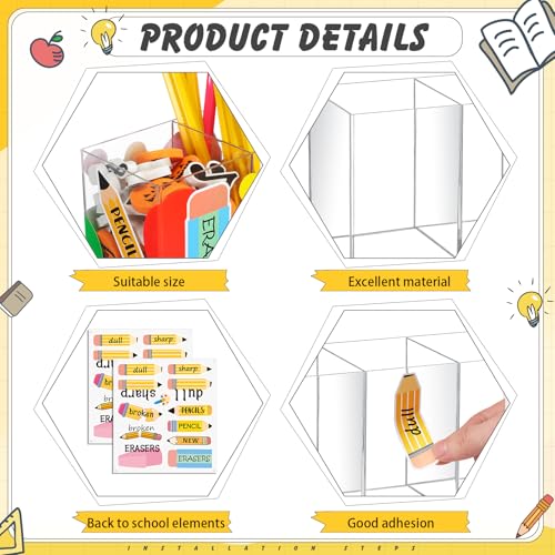 Porte-crayons pointus et ternes transparent Jetec pour enseignant et bureau
