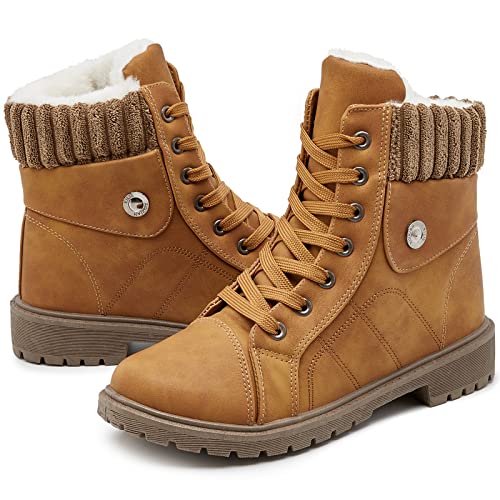 Waluzs Women's Black & White Ankle Combat Boots US8