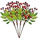 4 Pcs Artificial Red Berry Picks Red Berry Stems Berry Branches Spray Berry Sprigs Berry Twigs with Fake Green Leaves - 13.6" x 7.1" (LXW) for Christmas Holiday Season Winter Décor Floral Arrangement