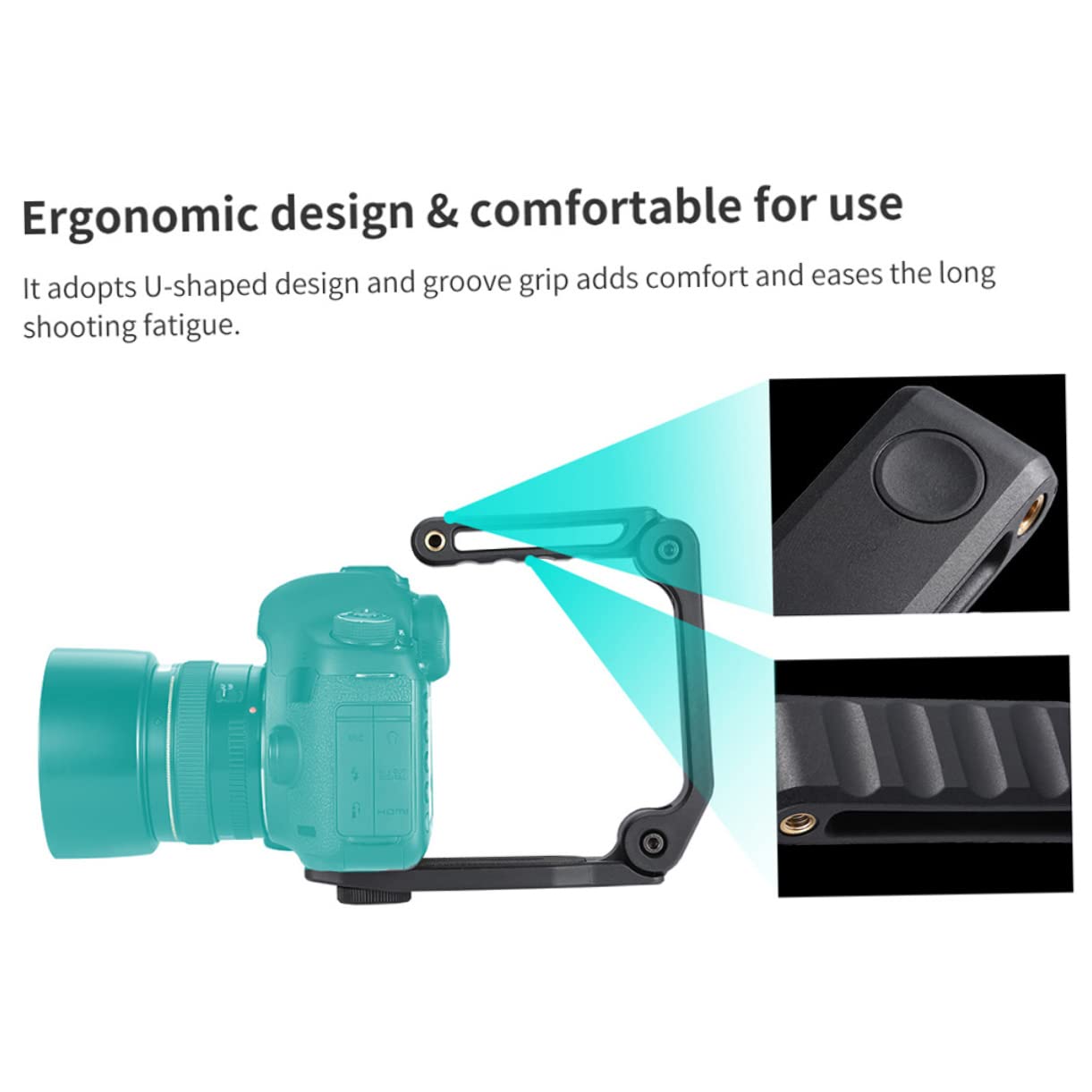 NUOBESTY Stabilizzatore per Fotocamera a Forma di U, Impugnatura Pieghevole in Nylon Pa66 e Fibra di Vetro, Foro 1/4 per Riprese a Bassa Angolazione