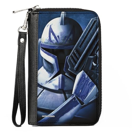 Buckle-Down Women's PU Zip Around Wallet Rectangle-Star Wars Clone Captain Rex, 7.5