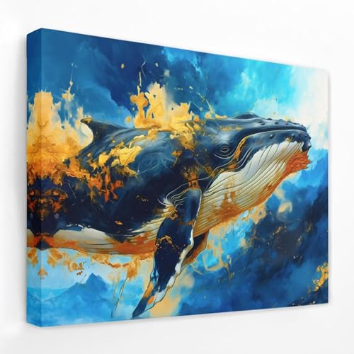 Tableau abstrait baleine bleue : impression artistique sur toile premium