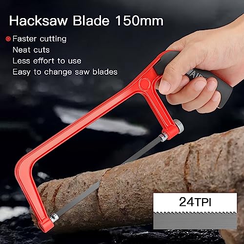 AIRAJ 150mm Hacksaw,Professional Small Hack Saw with 3 Exchangeable