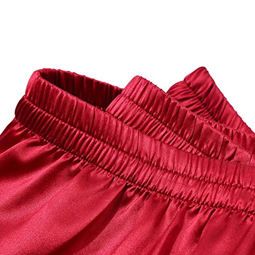 Image of Lonxu Pajamas Set Mens Silk Satin Pajamas Long Sleeve Loungewear Two-Piece Sleepwear Button-Down Pj Set S-XXXXL